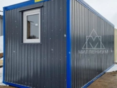 Блок-контейнер БК-18 RAL-графит с деревянной вагонкой